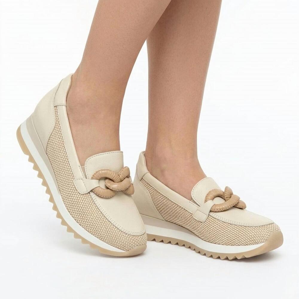 NEW GABOR women's leather low loafer in natural